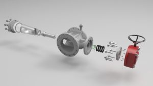 Diagrama de componentes de la válvula de obturador lubricada con equilibrio de presión invertida